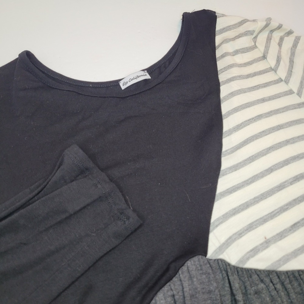 Egy California Gray/Black Color Block‎ Knit Pullover Top Plus Size 3X